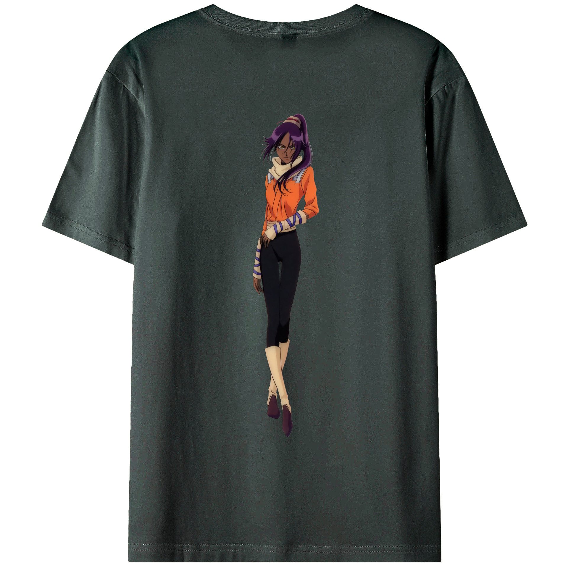 （画像用） ブリーチ 四楓院 夜一（しほういん よるいち） BLEACH Shihouin Yoruichi 綿100％ メンズ半袖Tシャツ（バックプリント） 通気性